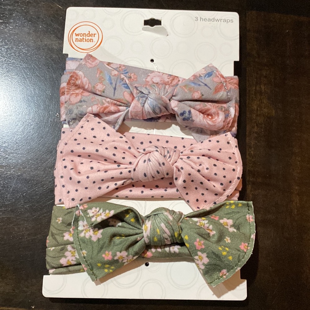 3 Head-wraps Flower Pink
